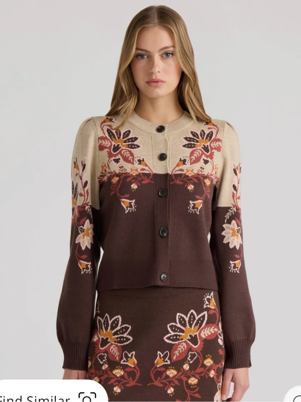NVLT Women’s Jacquard Cardigan. Medium. Chocolate.